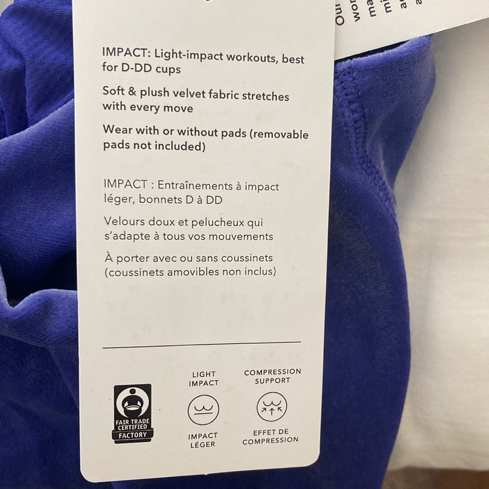 Athleta Velvet Cut Out Crop Top Sports Bra Velour Purple D-DD XL Extra Large - Picture 8 of 8